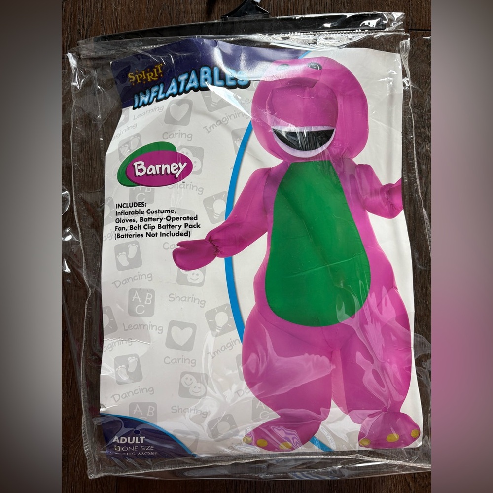 ORIGINAL Barney Spirit Halloween blowup costume-WORKS-perfect condition. OSFM